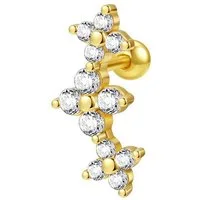 Hey Happiness Single-Ohrstecker Piercing Blume, Knorpel Helix Piercing Ohr, Ohrpiercing Silber 925 Damen Zirkonia, 18K Gold vergoldet
