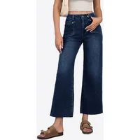Imily Bela High-waist-Jeans Damen Cropped Dehnbare Baggy Geradem Weitem Bein Denim Baggy (Packung, 1-tlg., 1per-Pack) 4-Pocket Style in Unifarbe