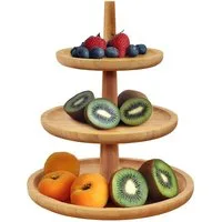 Dimono Etagere Dimono Deluxe 3-stöckige Etagere – Servierständer aus Natur-Schiefer, Bambus, (3-Etagen Servierschalen, Obst- & Gemüseschale), Servierschalen für Desserts, Obst, Gemüse, Süßes uvm.