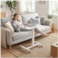 HOMCOM Schreibtisch Mobiler Stehpult (Höhenverstellbar Laptoptisch, 1-St., Computertisch), für Büro, Sofa, Bett, 60,5x52cm, Weiß