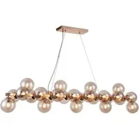 Licht-Trend Pendelleuchte Glamouröse Esstischlampe Glob 120cm farben 25 x Rauchglas Gold, Rauch
