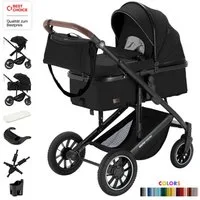 Daliya® Kombi-Kinderwagen FLEXI-PRO M 2in1 Kinderwagen & Buggy, Reisekinderwagen, XXL Set, (10-tlg), Einhändig abnehmbare Wanne, Alu-Rahmen, Gummireifen, Gurte, UV 50+