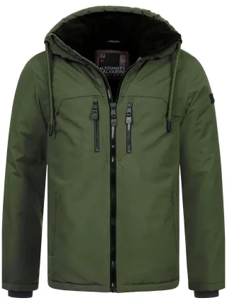 Alessandro Salvarini Herren Winterjacke AS-332 mit Teddyfell & Kapuze