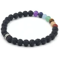 LAVISA Armband Armband 6mm Echte Edelstein Perlen, Kristalle, Onesize, Echte Edelsteine, Rostfreies Edelstahl, Wasserfest