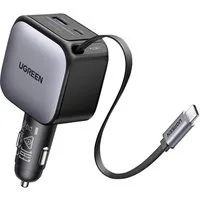 UGREEN EC603 90W Car Charger Kfz Ladegerät 90 W 2x USB-C®, 1x USB-A Grau KFZ, USB-Ladegerät (aufwickelbares USB-C®-Kabel)