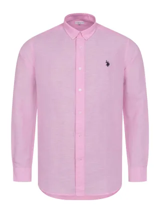 U.S. Polo Assn. Herren Leinenhemd aus Leinen-Baumwollmix