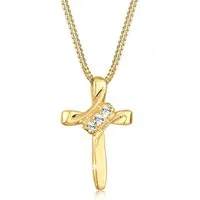 Elli Kette mit Anhänger Kreuz 925er Silber vergoldet, mit Kristallen von Swarovski®, Kreuz