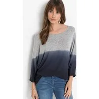 bonprix Oversize-Shirt Oversize-Passform, 3/4-Fledermausärmel, mit Farbverlauf