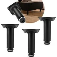 HOOZ Möbelfuß Edelstahl Schwarz Matt 80mm höhenverstellbar 4er Set Ø30mm, (Set, 4-St., 4er-Set Möbelbeine), Schwarz Matt, Ø 30 mm, höhenverstellbar bis 15 mm