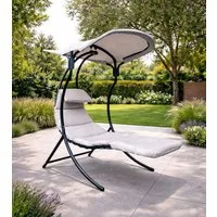 Leco Gartenliege Hängeliege Schwebeliege Hängesessel Schwingliege Dream Chair 2.0, Spar-Set, zerlegt zur Selbstmontage, Inkl. Auflage und Sonnendach, Schwebeliege, Schwingliege, Hängeliege