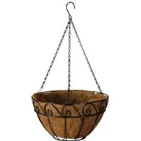 finehomegarden Pflanzschale Hängekorb aus Metall mit Kokoseinsatz – Pflanzkorb zum Aufhängen (1 St), Ø30cm H15cm inkl. 37cm Kette Blumenampel für Garten Balkon Terrasse