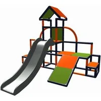 move and stic Klettergerüst CHARLIN mit Rutsche und Kleinkindschräge, (kompl. Spiel-Set, Indoor & Outdoor / Spielhaus), Kletterturm mit 2 Rutsche, recyclebarer Kunststoff, Made in Germany