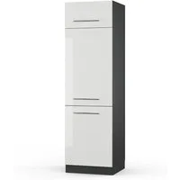 Vicco Kühlumbauschrank Fame-Line, Weiß Hochglanz/Anthrazit, 60 cm (1-St)