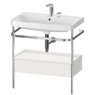 Duravit Happy D.2 Plus c-shaped Set mit Metallkonsole und Schubkasten Nordic Weiß Seidenmatt 775x490 HP4842E3939