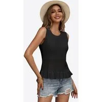 Imily Bela Strickweste Damen Weste mit Rundhals und Volant (Packung, 1-tlg., 1per-Pack) in Unifarbe