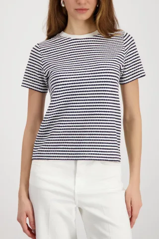 monari - T-Shirt mit Struktur marine ringel - Gr. - 44
