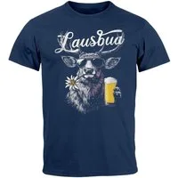 Neverless Print-Shirt Herren T-Shirt Trachtenshirt Hisch Bier-Glas Alpen Edelweiß mit Print