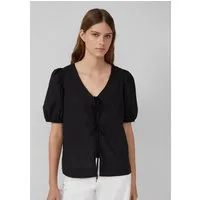 s.Oliver Kurzarmbluse Bluse Baumwollbluse mit V-Ausschnitt und Puffärmeln