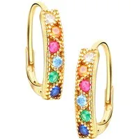Limana Paar Creolen 925 Silber bunte gold goldene Ohrringe Schmuck für Damen Frauen (Ohrhänger Brisur, inkl. Schmuckbox, Muttertag Geburtstag), Weihnachtsgeschenk Weihnachten Geschenk für Ehefrau Freundin Mutter