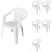 Mojawo Armlehnstuhl 6er Stapelstuhl Bistrostuhl Gartenstuhl MOJAWO ALTEA Weiß Kunststoff