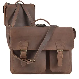 Aktentasche Leder 40x30cm 2 Fächer und Rückengurte "Classic Satchel" ranger braun 2237-73 Ruitertassen