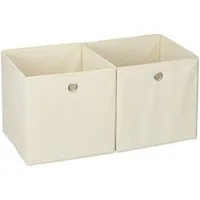 relaxdays Aufbewahrungsbox Stoff im 2er Set, Beige