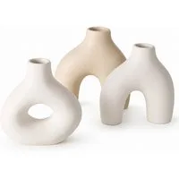 BOLTZE Dekovase Keramik Vasen Set 3-teilig – Handgearbeitete Steingut Vasen (3 St)