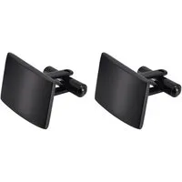 KARMA Manschettenknöpfe Set 2er Set Herren Edelstahl Silber od. Schwarz rechteckig (pflegeleicht, 1-Paar, klassisch modern rostfrei hypoallergen), elegant Business Hochzeit Hemd Accessoire