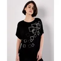 Apricot T-Shirt T-Shirt mit verstreuten Strassquadraten