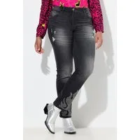 Angel of Style Regular-fit-Jeans Jeans Paula gerader Straight Fit Saum-Flammen