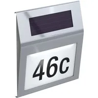 BASI Außen-Wandleuchte Solar-Hausnummer, Edelstahl, mit Beleuchtung, Außenbereich, inkl. Zahlen / Buchstaben