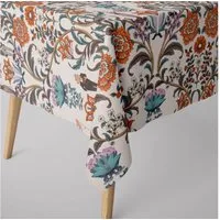 SCHÖNER LEBEN. Tischdecke SCHÖNER LEBEN. Tischdecke Blumen Ornamente Tiere weiß bunt, Digitaldruck