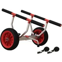 MC Star Bollerwagen Transportwagen Verstellbarer Alu Kajakwagen (bis 100 kg Bootswagen mit Spanngurte)