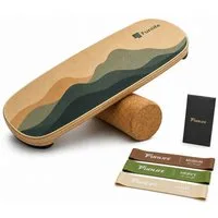 FunLife Balanceboard ALPIN & WAVE Design-Edition, Premium-Birkenholz, mit Naturkorkrolle, bis 150 kg