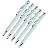 WESTCOTT Druckkugelschreiber Premium Kugelschreiber 5 Stück Mint, XB 1,4mm blaue Tinte, (Vorteilspack, 5-tlg), aus Aluminium, dokumentenecht