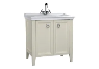 VitrA Valarte Set 80 cm Möbelwaschtisch + Waschtischunterschrank 2 Türen Elfenbein Matt,62155 62155