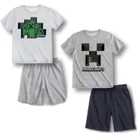 Minecraft Schlafanzug 2x MINECRAFT shorty Kinder Pyjama Jungen + Mädchen Gr.128 = 8 Jahre (Set) Minecraft Kinderbekleidung