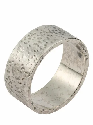 Mey & Edlich Herren Hammerschlag-Ring Metallic 925er Sterlingsilber