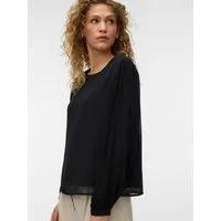 Vero Moda Blusenshirt VMSIGNE LS PLISSE TOP WVN mit Schlingenverschluss