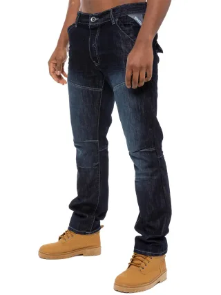 Enzo Herren Denim Jeans Straight Leg - Dunkelblau