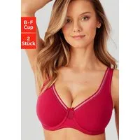 petite fleur by Lascana Minimizer-BH, BH mit Bügel, T-Shirt-BH, Baumwoll-BH (Packung, 2 Stück) mit nahtlosen Cups, große Größen, bequemer BH