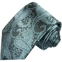 Paul Malone Krawatte Elegante Seidenkrawatte Herren Schlips paisley brokat Breit (8cm), Extra lang (165cm), türkis schwarz 590