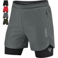 RDX Sports Laufshorts RDX Herren Laufshorts, 2-in-1 Sportliche Atmungsaktive Kurze (1, 1 Pack)