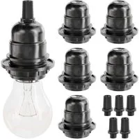 greate. Lampenfassung 6x E27 Fassung schwarz, Lampenfassung schwarz 250V 60W, Kunststoff, (6-St)