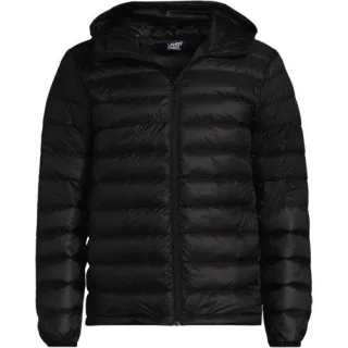 Ultraleichte verstaubare Daunen-Kapuzenjacke WANDERWEIGHT für Herren, Herren, size: regular, Schwarz, Polyester/Nylon, by Lands' End