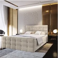 Masseno Boxbett AMON 140x200 cm mit Bonell Matratze und Topper, Doppelbett, Polsterbett mit Kopfteil, Boxspringbett