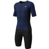 Wulibike Trainingsanzug Herren-Triathlonanzug Kurzarm Einteiler mit Sitzpolster, atmungsaktiv (Einteilig, 1-tlg), aerodynamischer Trainingsanzug für Radsport Laufen Schwimmen