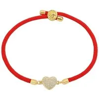 KARMA Armband Damen Textil Herz Zirkon Lebensbaum verstellbar 15–22 cm (Geschenk für Frauen modisch & bequem, eleganter Armschmuck goldfarbene Details), Rot Schwarz oder Weiß