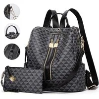 REDOM Rucksack Handtasche Freizeitrucksack Umhängetasche (32x32x14 cm Lederrucksäcke mit 20x11 cm Handtasche Kunstleder, 2-tlg., Schultertasche, Schule Rucksack, Notebook Laptop Tasche, Vintage), für Damen Freizeit Arbeit Business Reisen