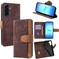 Wigento Handyhülle Für Samsung Galaxy A17 5G Color Skin Feel Kunstleder Hülle Braun, RFID-Schutz, Kartenfächer